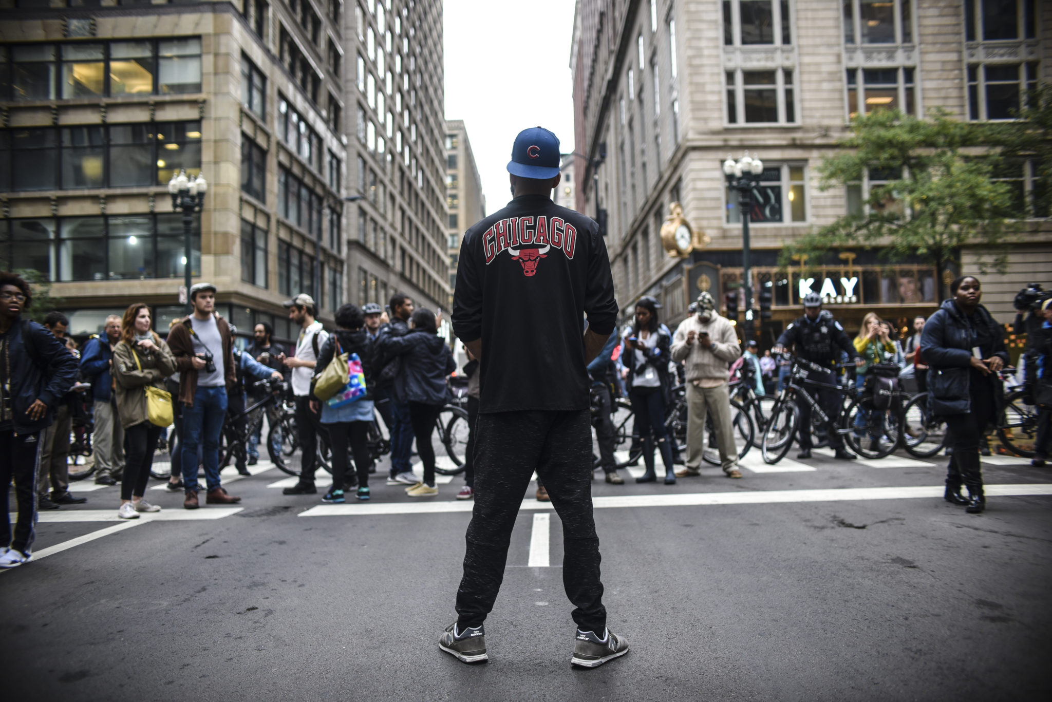 A moment of reflection amid the march.