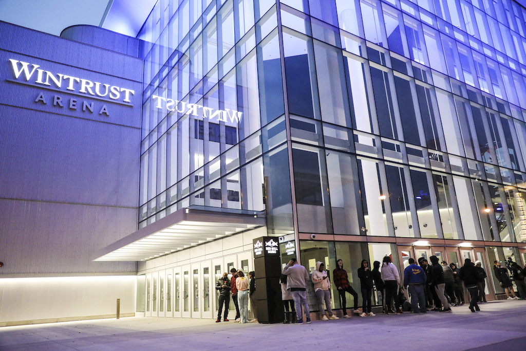 The line outside the Winstrust Arena before doors opened at 7PM.