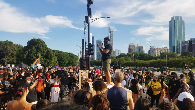 A Black and Indigenous solidarity rally took place before the Decolonize Zhigaagoong protest on Friday, July 17 | Photo by Anthony Bryant/The TRiiBE