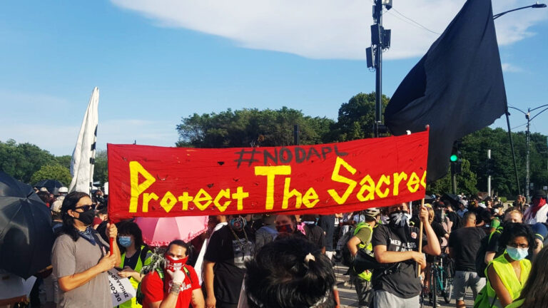 A Black and Indigenous solidarity rally took place before the Decolonize Zhigaagoong protest on Friday, July 17 | Photo by Anthony Bryant/The TRiiBE