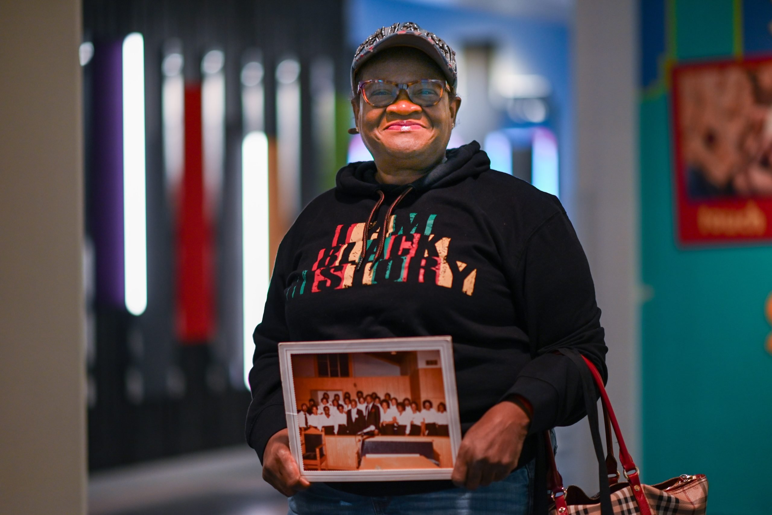 Gail Robinson holding her artifact.