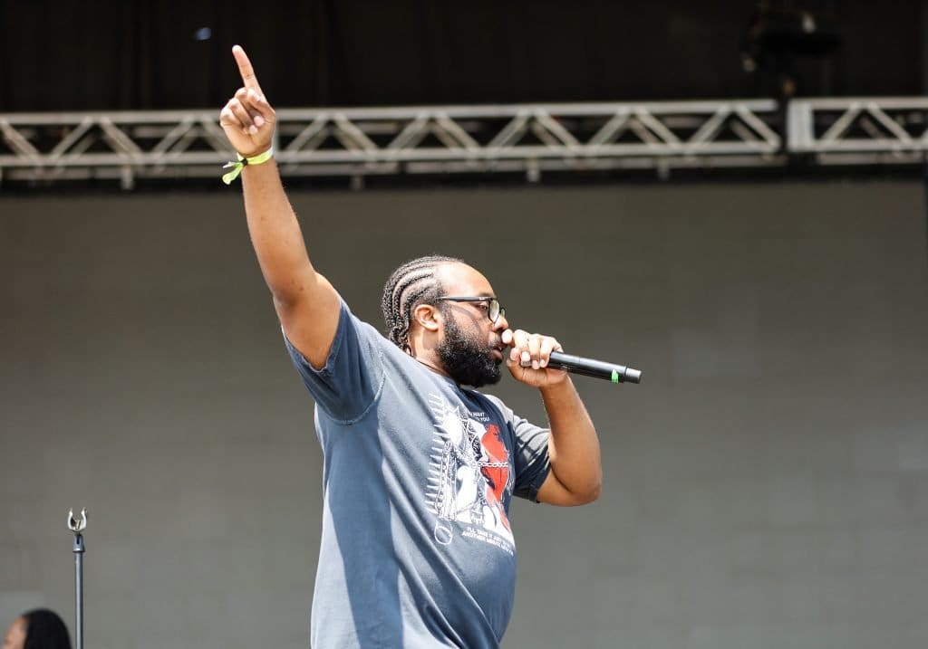 Brian Warren of Angry Blackmen performing during Pitchfork Music Festival on Friday, July 19, 2024. Photo by Sterling Hightower for The TRiiBE®