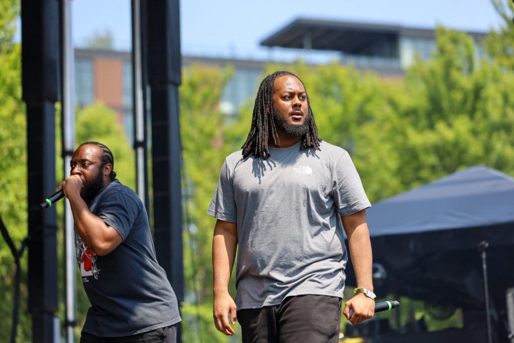 Brian Warren and Quentin Branch, hip hop duo of Angry Blackman performed at Pitchfork Music Festival on Friday, July 19, 2024. Photo by Sterling Hightower for The TRiiBE®