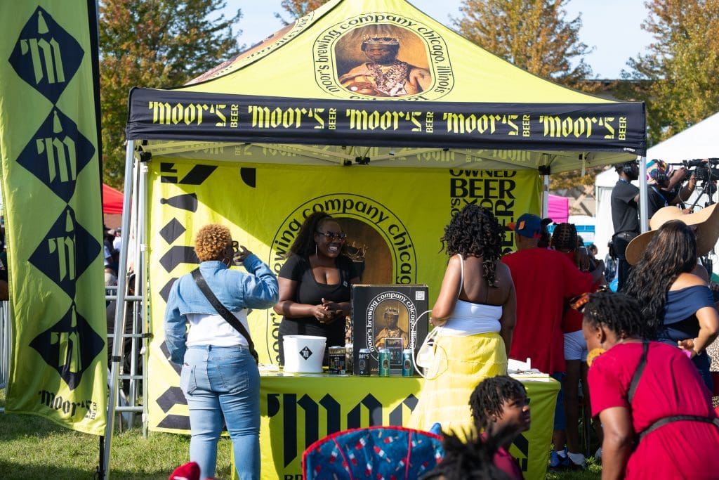 Chicago's black-owned beer, Moor's Brewing Company at the 4th annual Englewood Music Festival on Sept 14, 2024. Photo by Ash Lane for The TRiiBE®