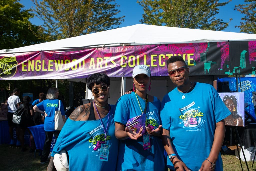 Tonika Lewis Johnson (left) and Janell Nelson (middle) of Englewood Arts Collective. Photo by Ash Lane for The TRiiBE®