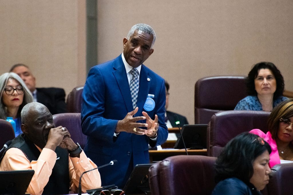 Ald. David Moore (17th Ward) speaks during a Chicago City Council meeting on May 22, 2024. Photo by Ash Lane for The TRiBE®