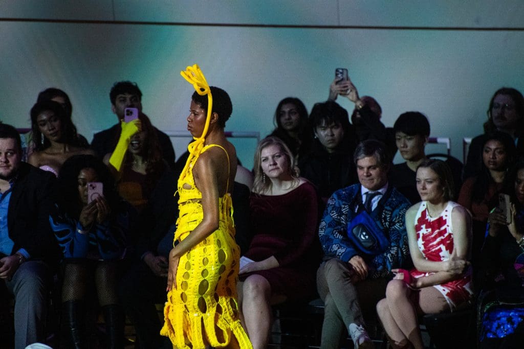 Chicago fashion designer Chelsea B's designs seen on the runway at Soundpost: Perception Immersive Fashion Show on Jan. 27, 2024, at The Chicago Symphony Orchestra Hall. Photo by Ash Lane for The TRiiBE®