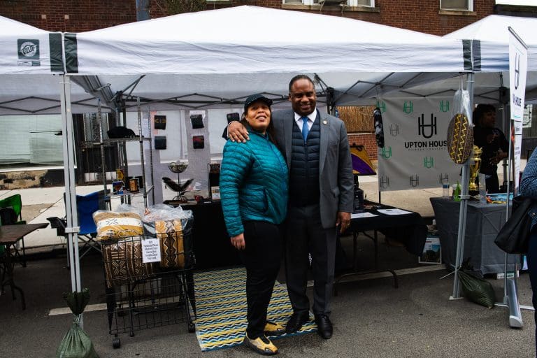 Congressman Jonathan Jackson attended the "Spend In The Black" street fest meeting and talked with residents on April 19, 2025. Photo by Ash Lane for The TRiiBE®