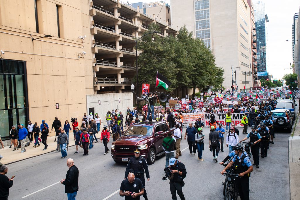 Before reaching the MCC facility demonstrators participated in several call and response chants such as: “Who keeps us safe?” “We keep us safe!” Photo by Ash Lane for The TRiiBE.